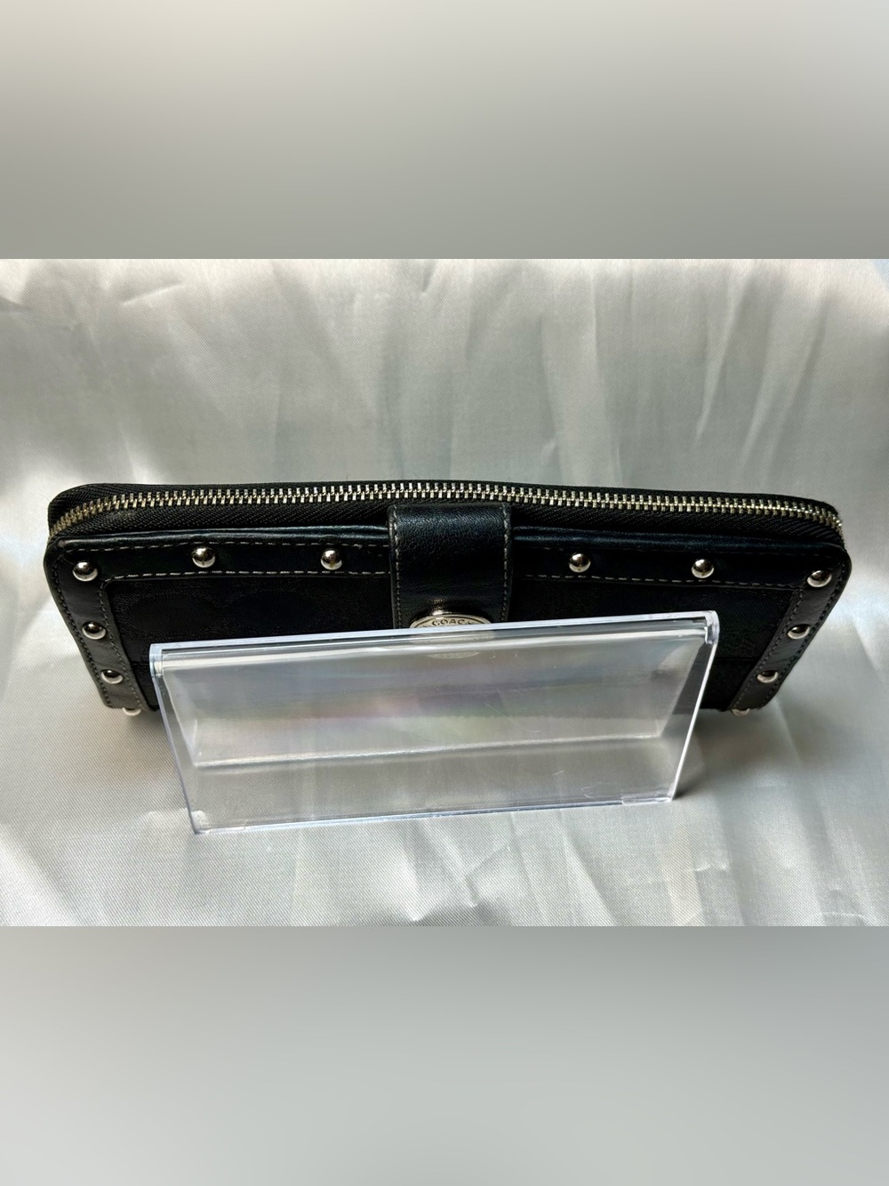 Coach Vintage (2008) Black Legacy/Signature Canvas Studded Wallet 🔥🔥 - Picture 3 of 8